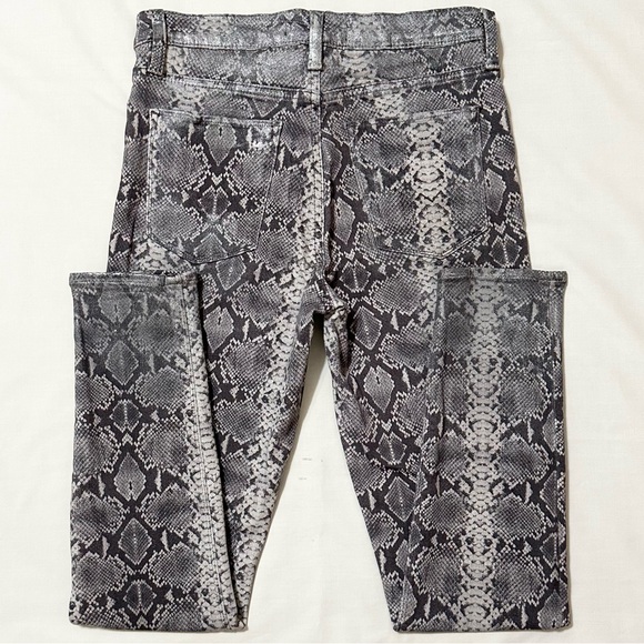 Hudson Barbara Super Skinny Gray/White Python Snakeskin Silver Coated Jeans - 28 - Picture 10 of 17